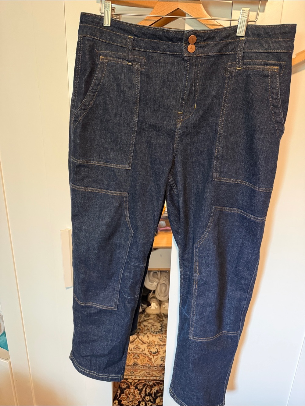 NWOT Pilcro Wanderer Dark Blue Denim Utility Jeans